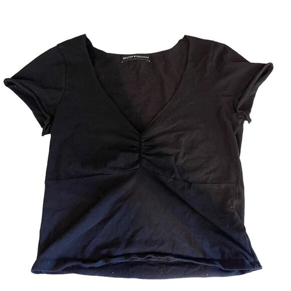 Brandy Melville Tops - Brandy Melville Super Cute Cropped Black Tee